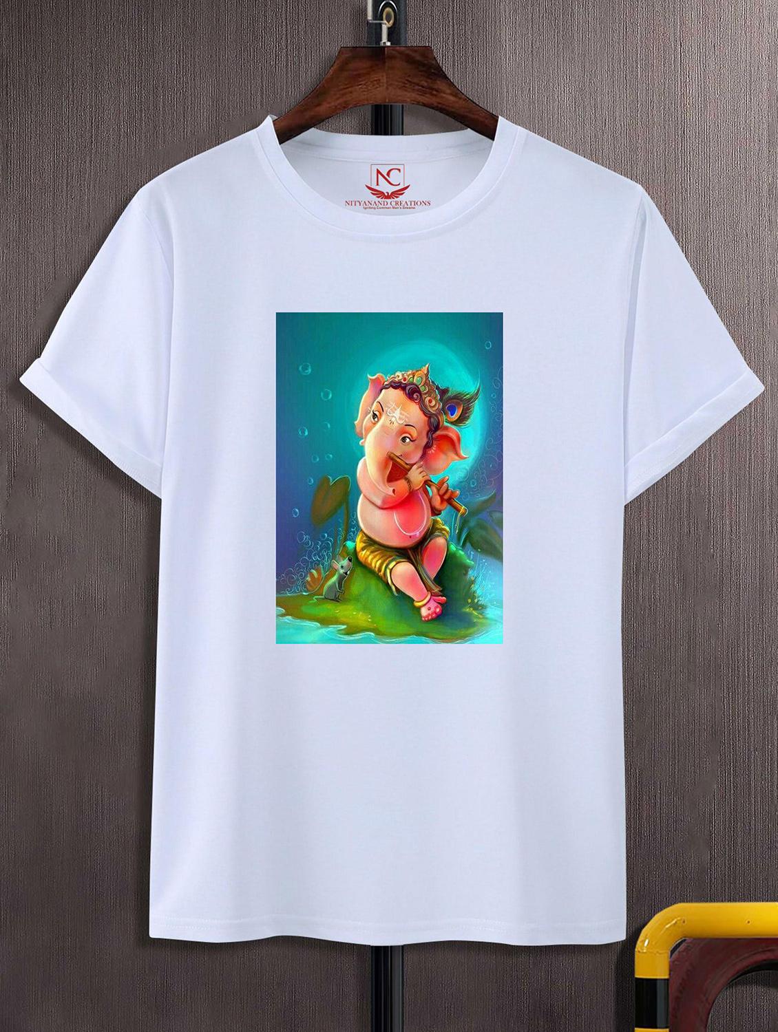 unisex white polyester graphic print t-shirt - 20856615 - Zoom Image - 0