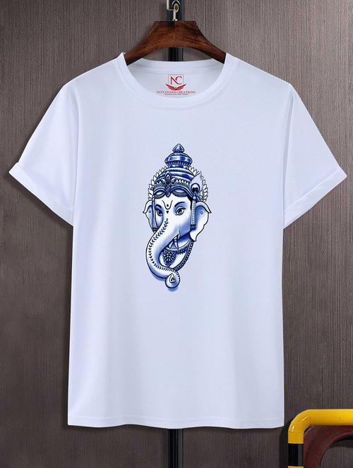 unisex white polyester graphic print t-shirt - 20856637 - Standard Image - 0