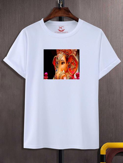 unisex white polyester graphic print t-shirt - 20856641 - Standard Image - 0