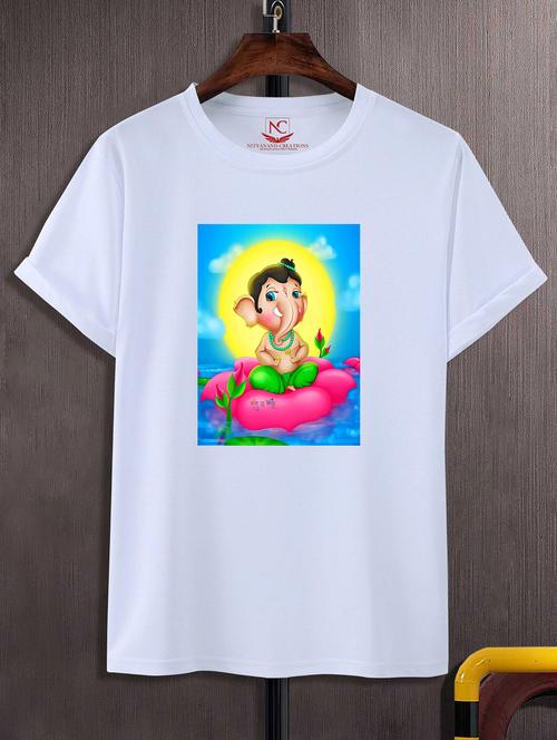 unisex white polyester graphic print t-shirt - 20856645 -  Standard Image - 0