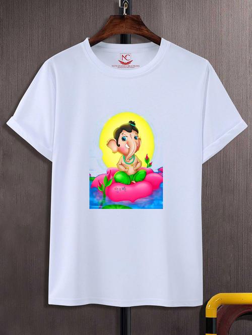 unisex white polyester graphic print t-shirt - 20856646 - Standard Image - 0