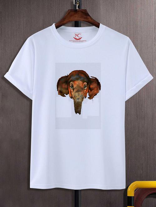 unisex white polyester graphic print t-shirt - 20856659 - Standard Image - 0