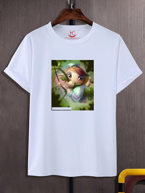 unisex white polyester graphic print t-shirt - 20856660 - Standard Image - 0