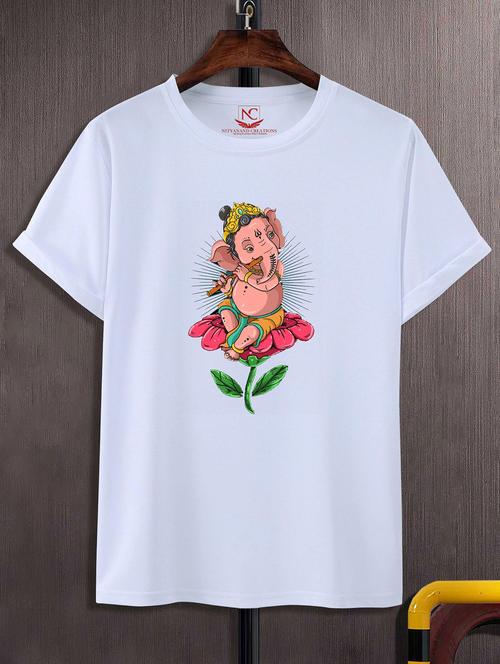 unisex white polyester graphic print t-shirt - 20856664 - Standard Image - 0