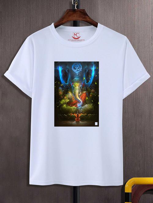 unisex white polyester graphic print t-shirt - 20856665 - Standard Image - 0