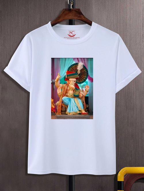 unisex white polyester graphic print t-shirt - 20856670 - Standard Image - 0