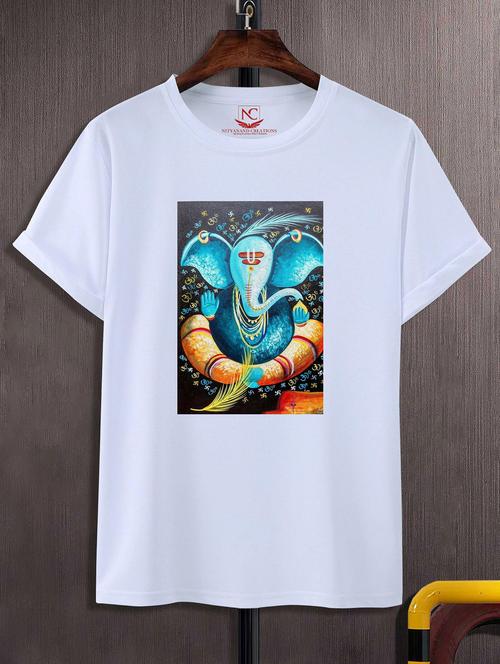 unisex white polyester graphic print t-shirt - 20856673 - Standard Image - 0