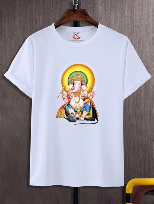 unisex white polyester graphic print t-shirt - 20856676 -  Standard Image - 0