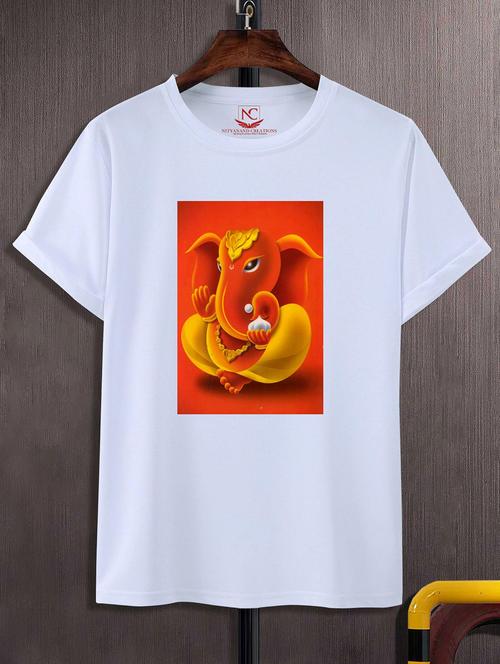 unisex white polyester graphic print t-shirt - 20856683 -  Standard Image - 0