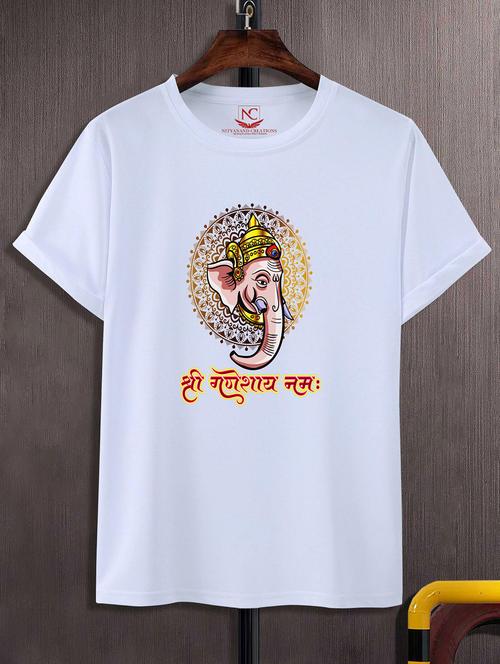 unisex white polyester graphic print t-shirt - 20856693 - Standard Image - 0