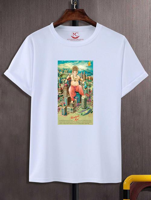 unisex white polyester graphic print t-shirt - 20856722 - Standard Image - 0