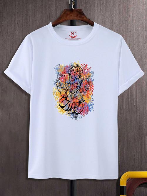 unisex white graphic printed t-shirt - 20856724 - Standard Image - 0