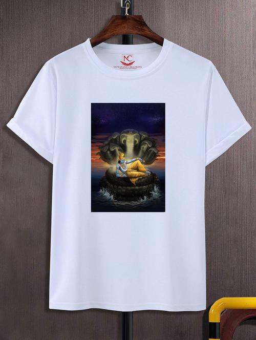 unisex white polyester graphic print t-shirt - 20856836 - Standard Image - 0