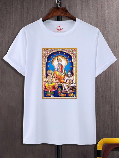 unisex white polyester graphic print t-shirt - 20856866 - Standard Image - 0