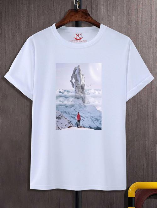 unisex white polyester graphic print t-shirt - 20856879 - Standard Image - 0