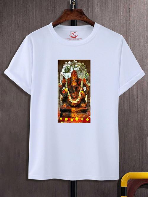 unisex white polyester graphic print t-shirt - 20856884 - Standard Image - 0