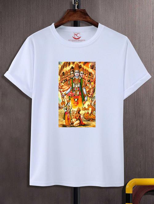 unisex white polyester graphic print t-shirt - 20856900 - Standard Image - 0