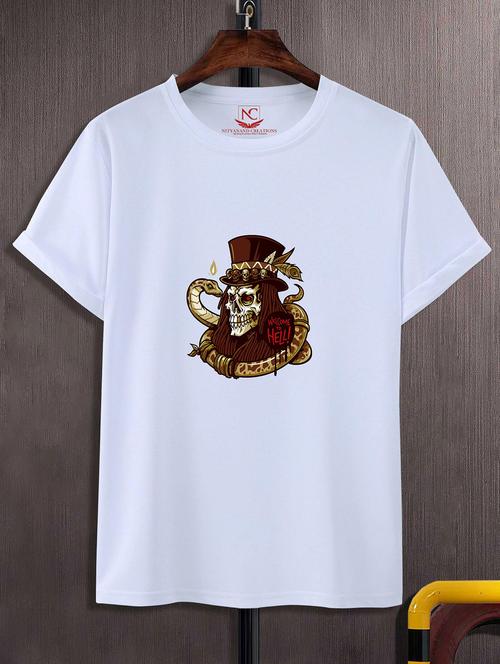 unisex white polyester graphic print t-shirt - 20856991 - Standard Image - 0