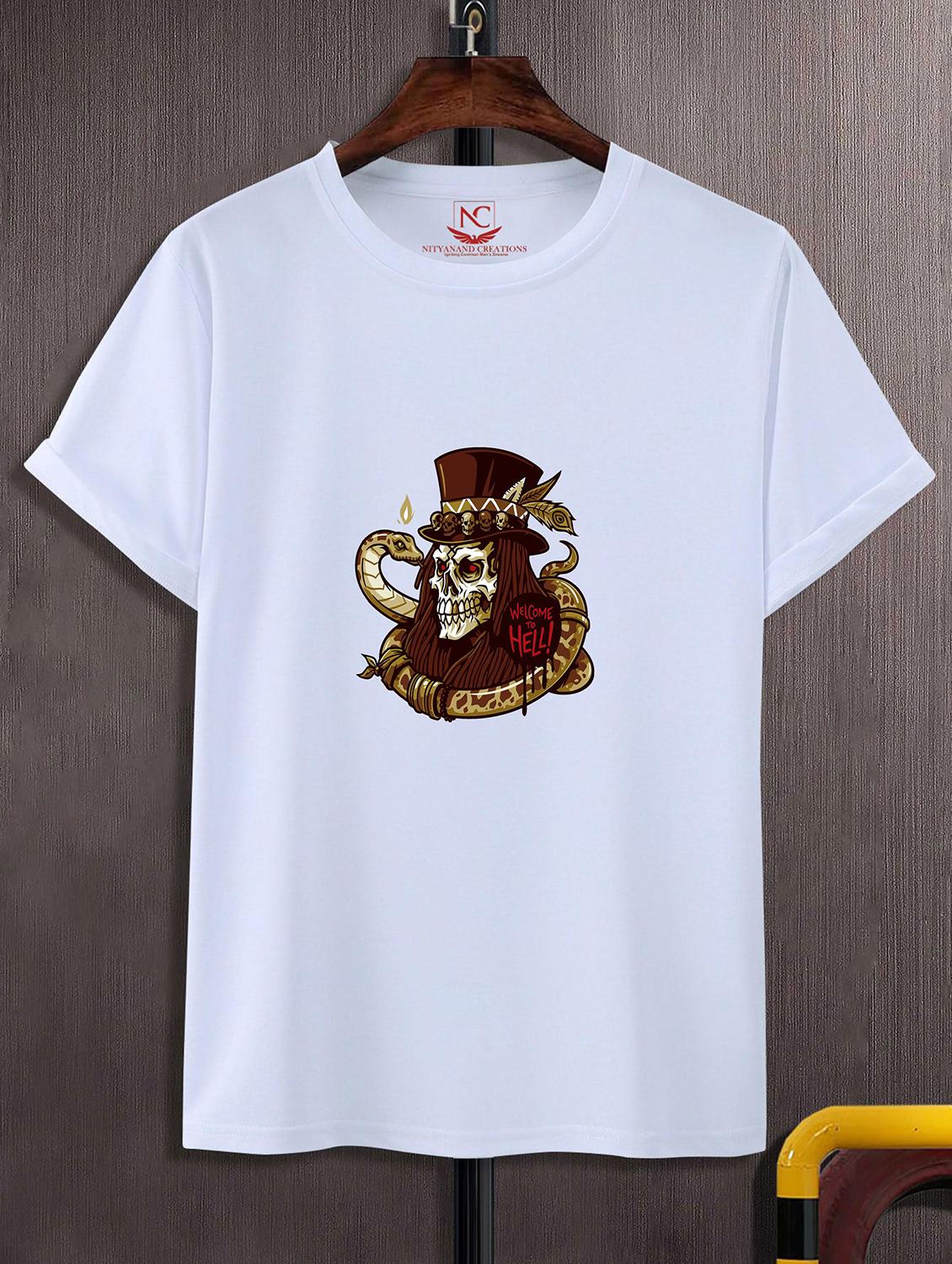 unisex white polyester graphic print t-shirt - 20856991 - Zoom Image - 0