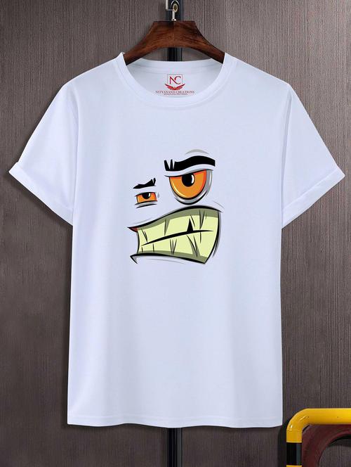 unisex white polyester graphic print t-shirt - 20857091 - Standard Image - 0