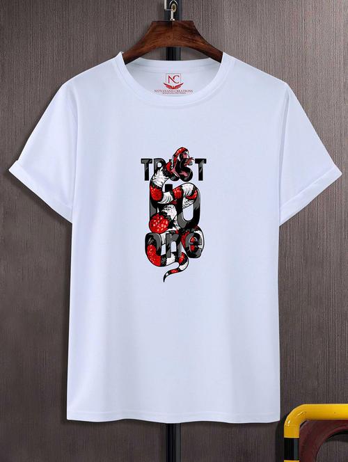 unisex white polyester graphic print t-shirt - 20857150 - Standard Image - 0