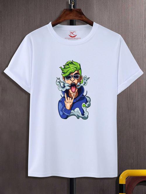 unisex white polyester graphic print t-shirt - 20857167 - Standard Image - 0