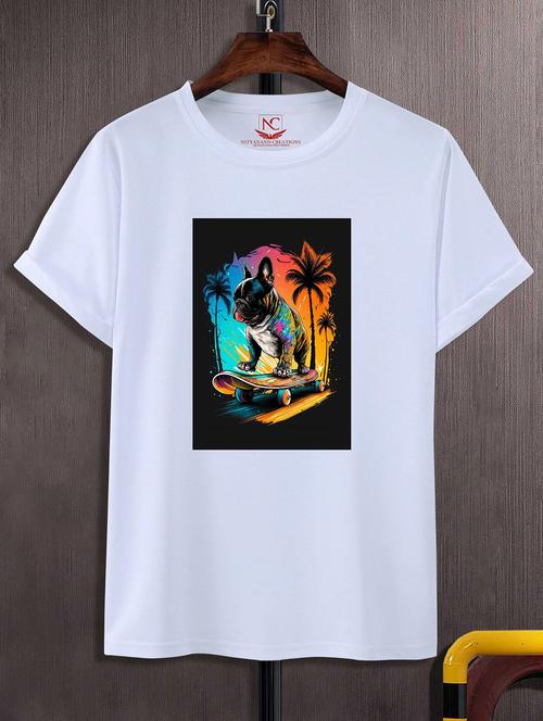 unisex white polyester graphic print t-shirt - 20857220 - Standard Image - 0
