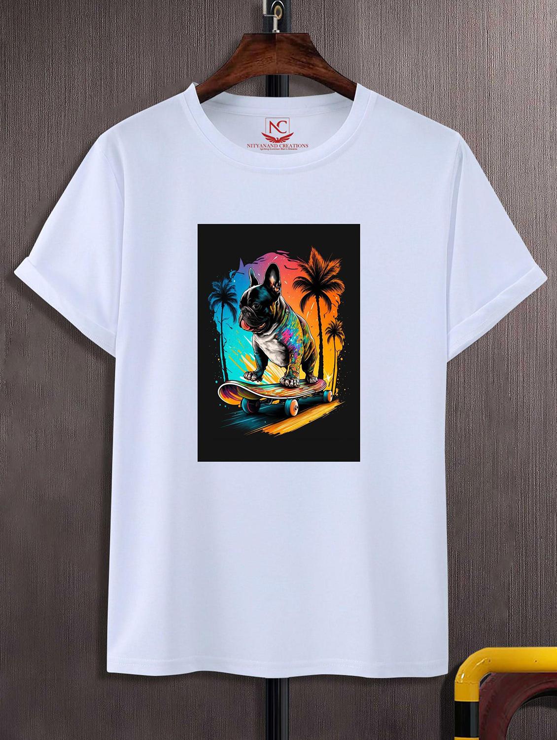 unisex white polyester graphic print t-shirt - 20857220 - Zoom Image - 0