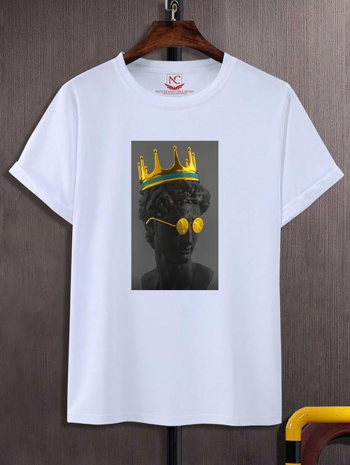 unisex white polyester graphic print t-shirt - 20857229 - Standard Image - 0