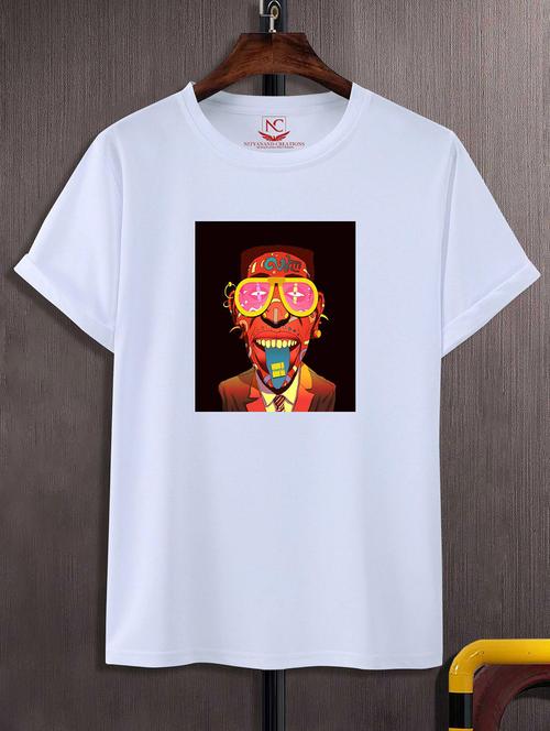 unisex white polyester graphic print t-shirt - 20857231 - Standard Image - 0