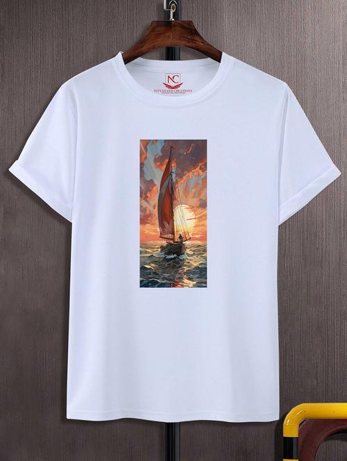 unisex white polyester graphic print t-shirt - 20857296 -  Standard Image - 0
