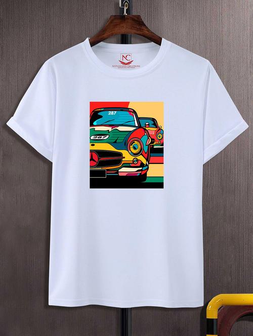 unisex white graphic print t-shirt - 20857337 - Standard Image - 0