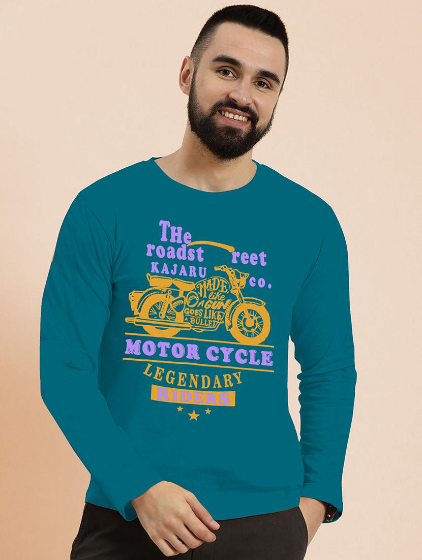 teal polyester front print tshirt - 20857434 - Zoom Image - 0