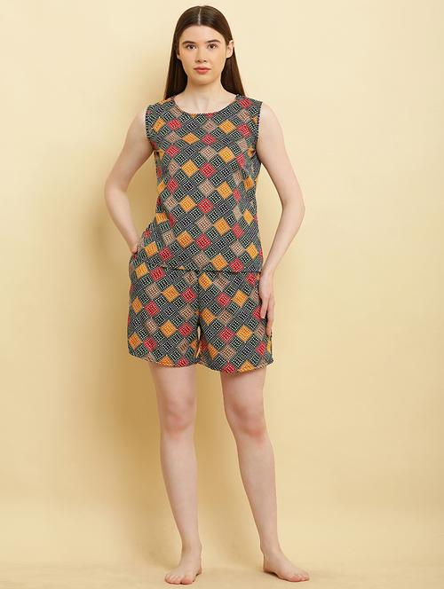 women printed nightwear shorts set - 20857578 - Standard Image - 0