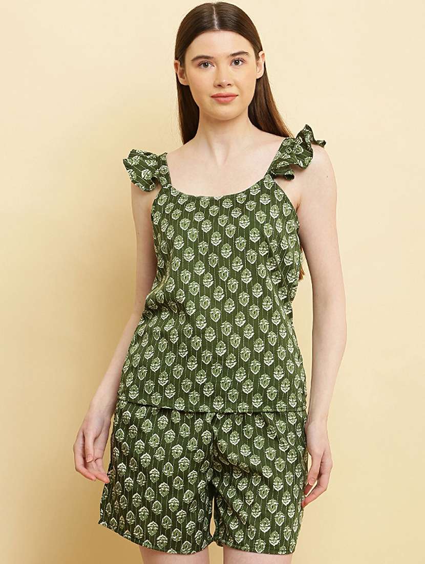 women printed nightwear shorts set - 20857583 -  Standard Image - 5