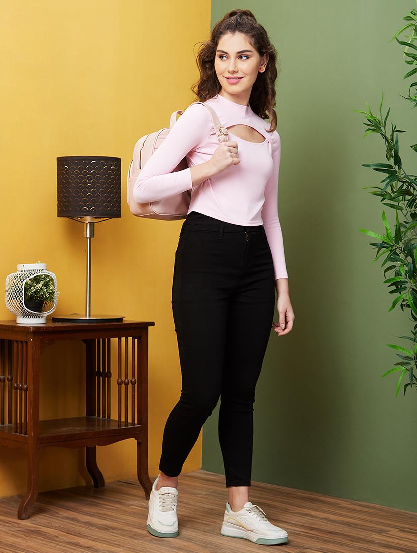 women pink cotton crop top - 20858333 - Standard Image - 3