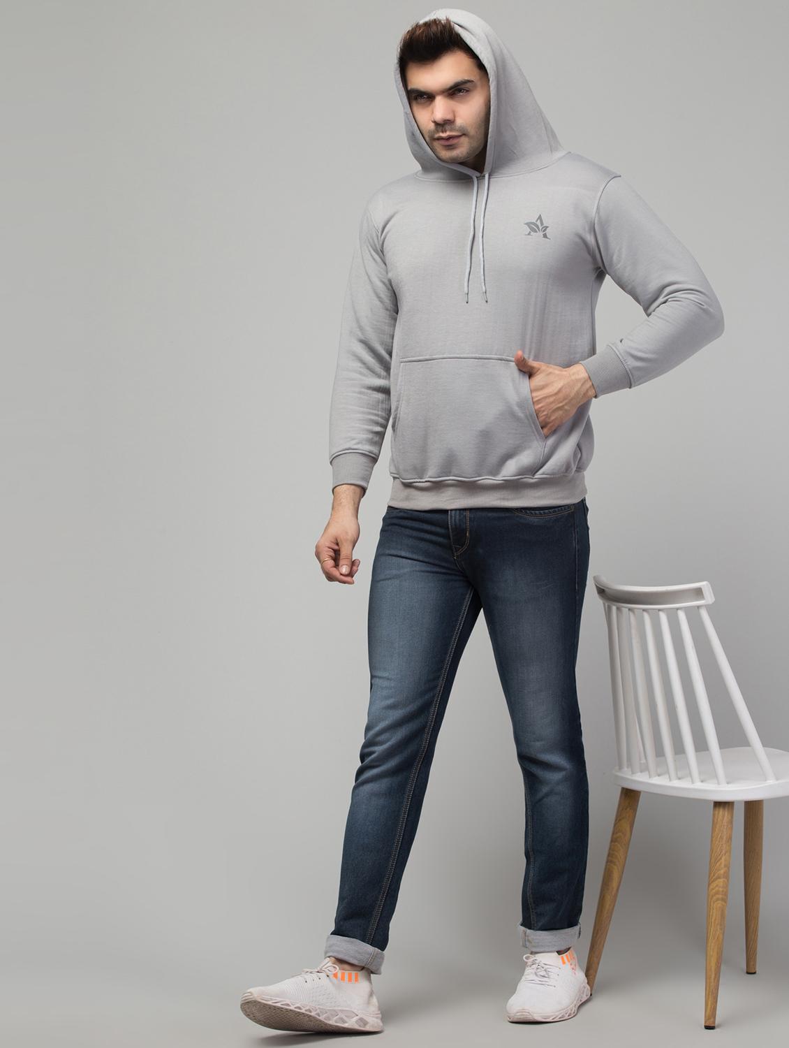 grey fleece plain sweatshirt - 20858893 - Standard Image - 3