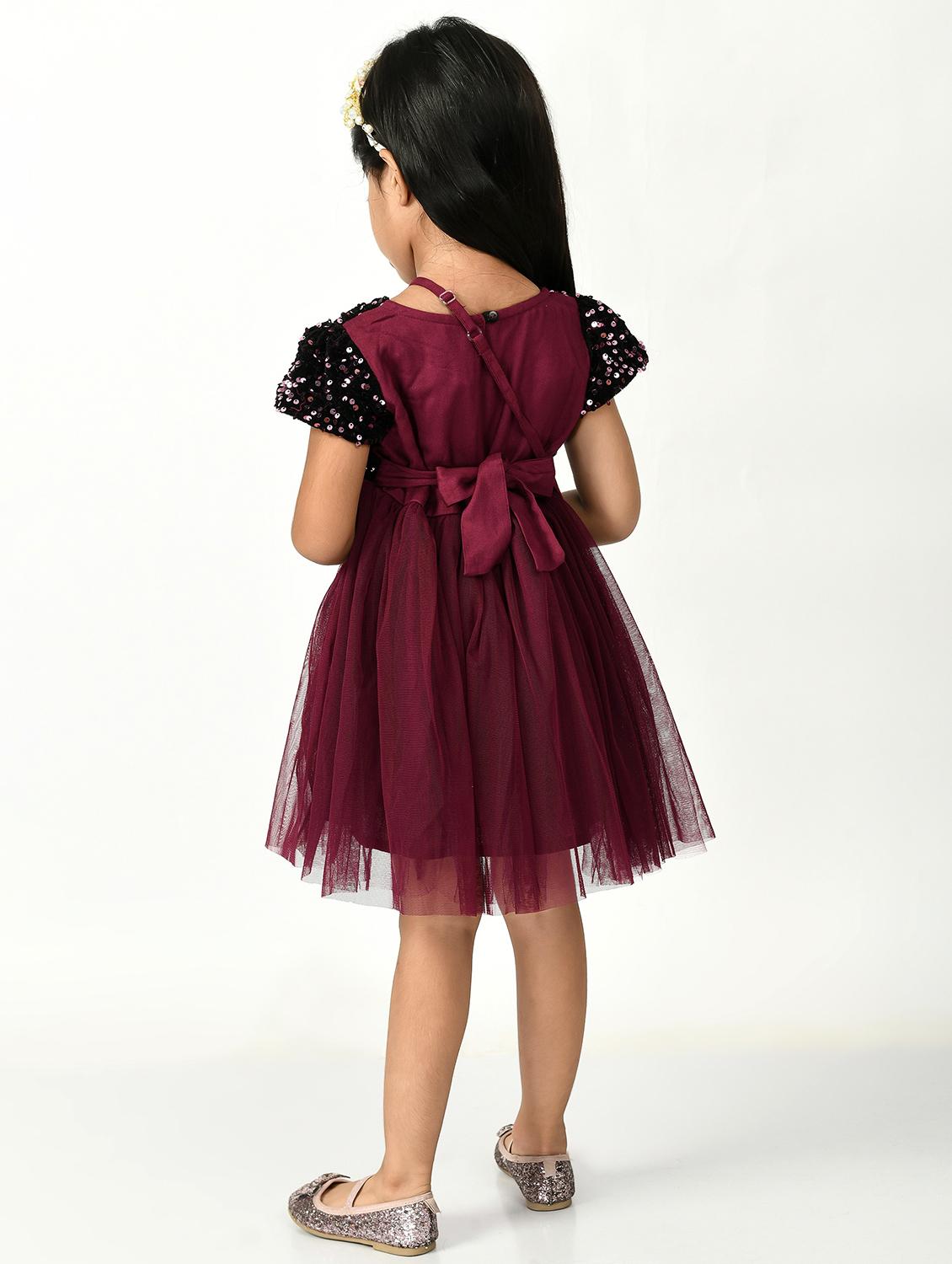girls sequined net flared frock - 20860287 - Standard Image - 3