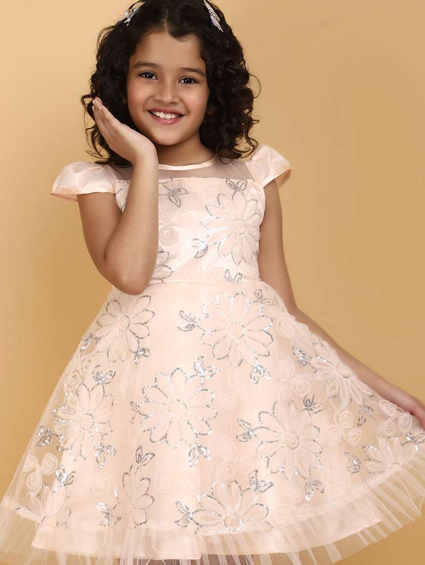 orange sequins detailed frock - 20862779 -  Standard Image - 3