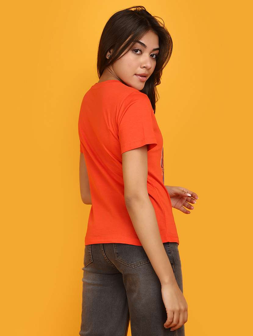 orange cotton front print t-shirt - 20862803 -  Standard Image - 3