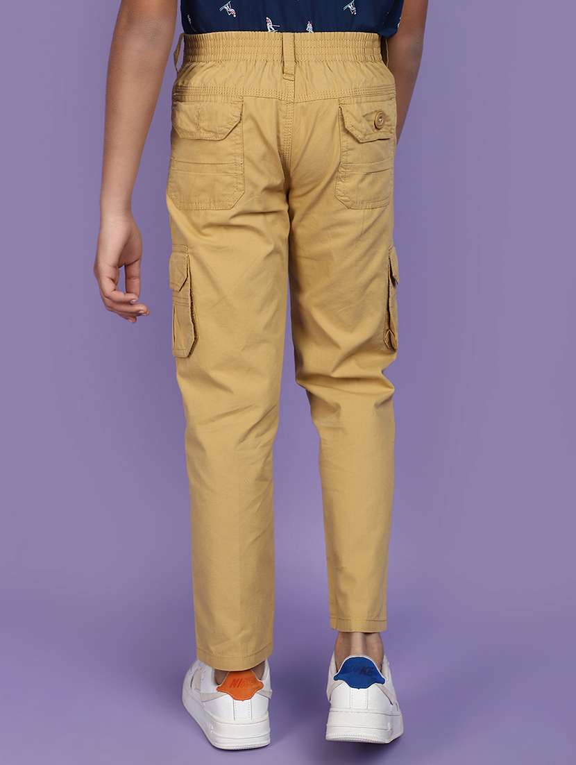 boys khaki solid mid rise cargo - 20862818 -  Standard Image - 3