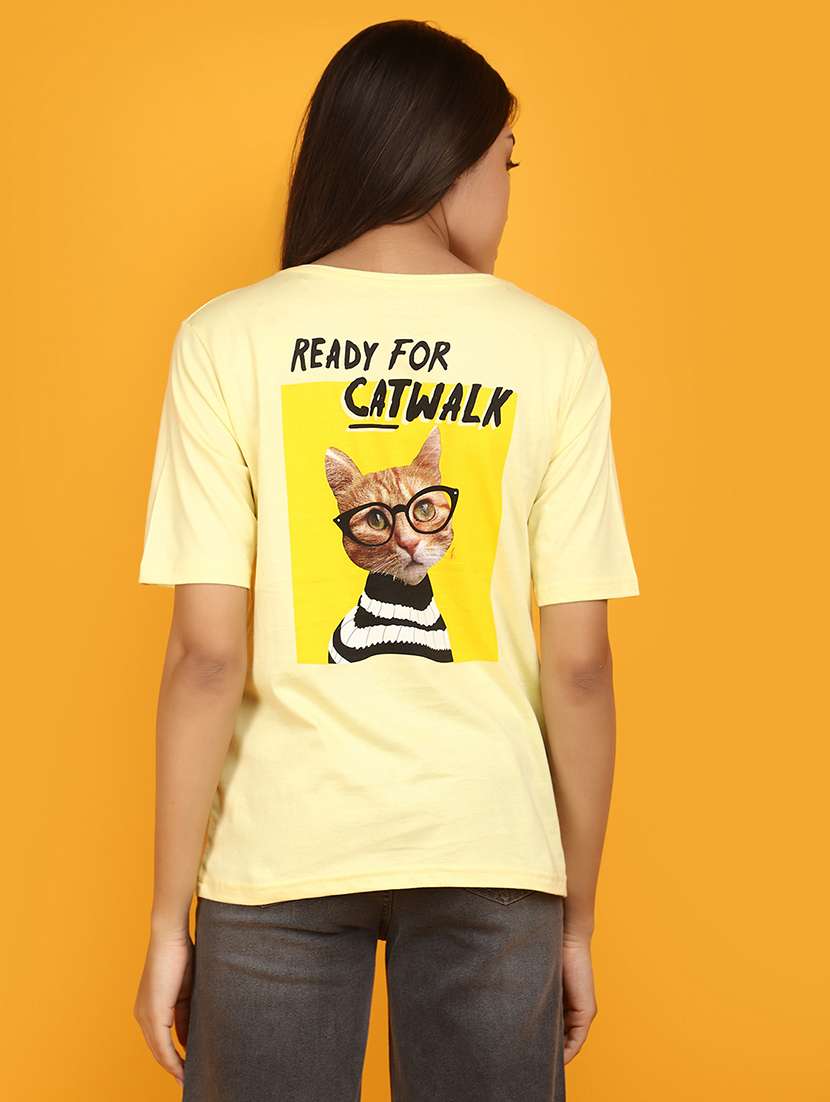 yellow cotton back print t-shirt - 20862842 -  Standard Image - 3