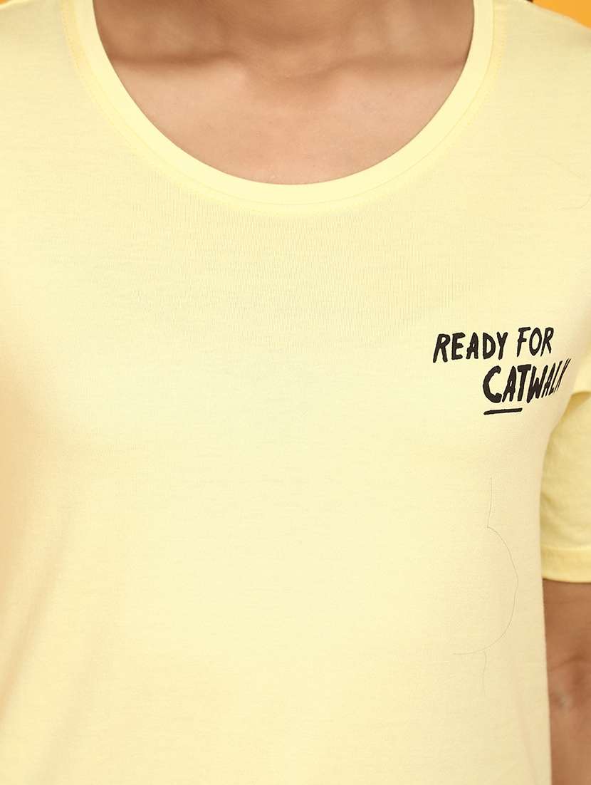 yellow cotton back print t-shirt - 20862842 -  Standard Image - 5