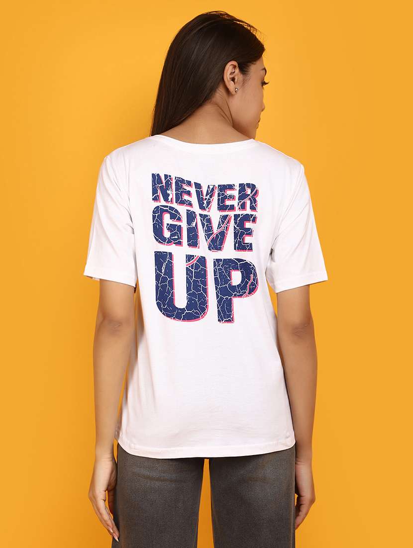 white cotton back print t-shirt - 20862845 -  Standard Image - 3