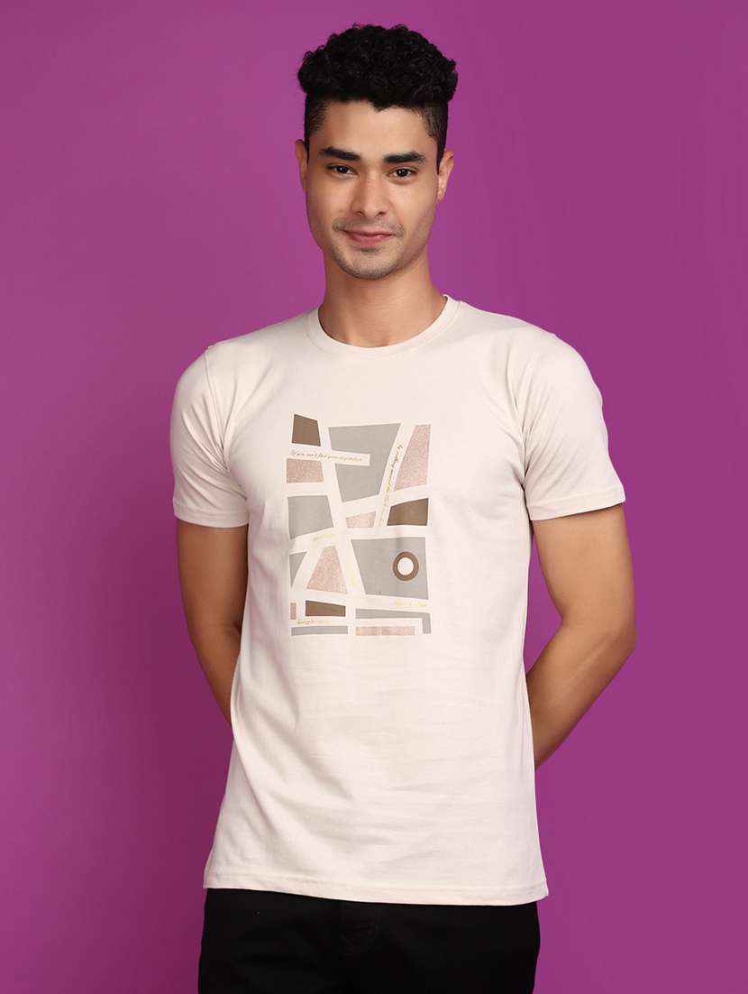 men round neck front printed t-shirt
