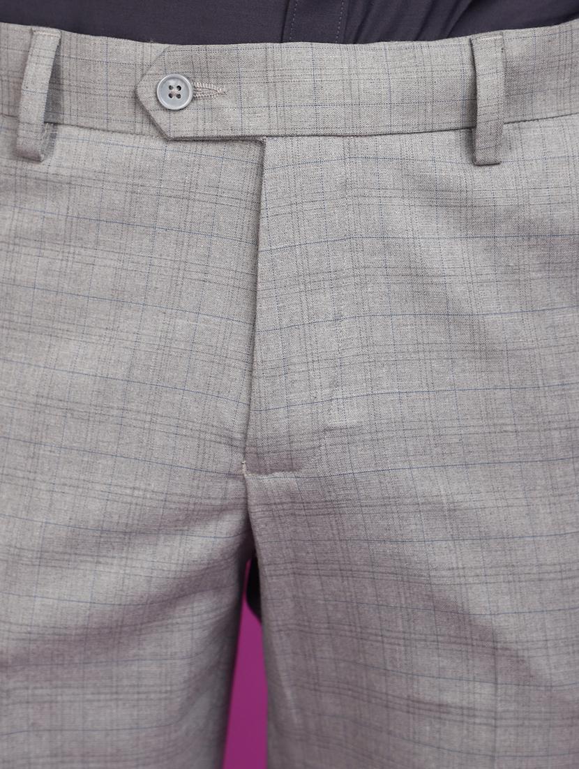 grey cotton pleated formal trouser - 20862935 - Standard Image - 5