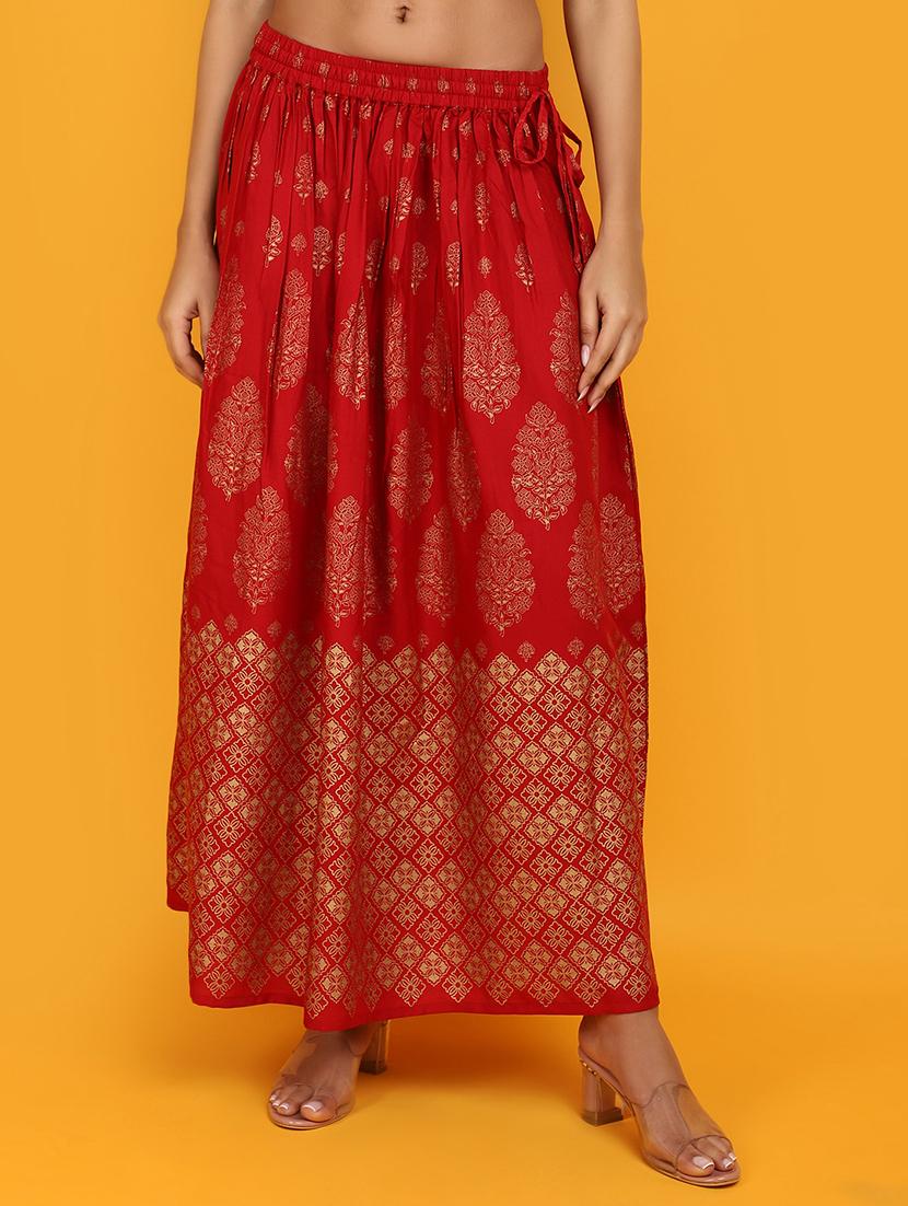 women red printed a-line skirt - 20862986 - Zoom Image - 0