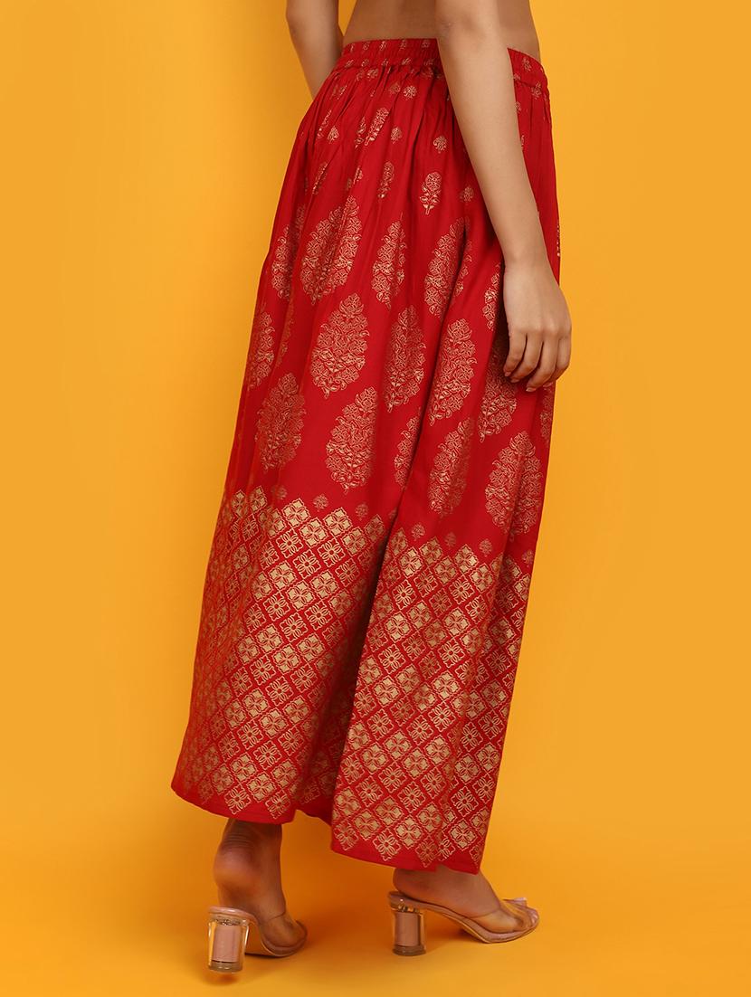 women red printed a-line skirt - 20862986 - Standard Image - 3