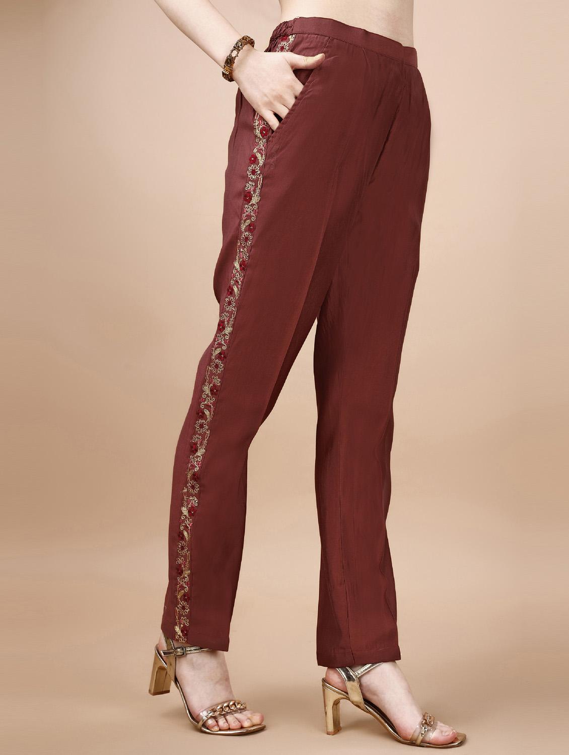 rust three quarter sleeve ethnic co-ord set - 20864265 - Standard Image - 3