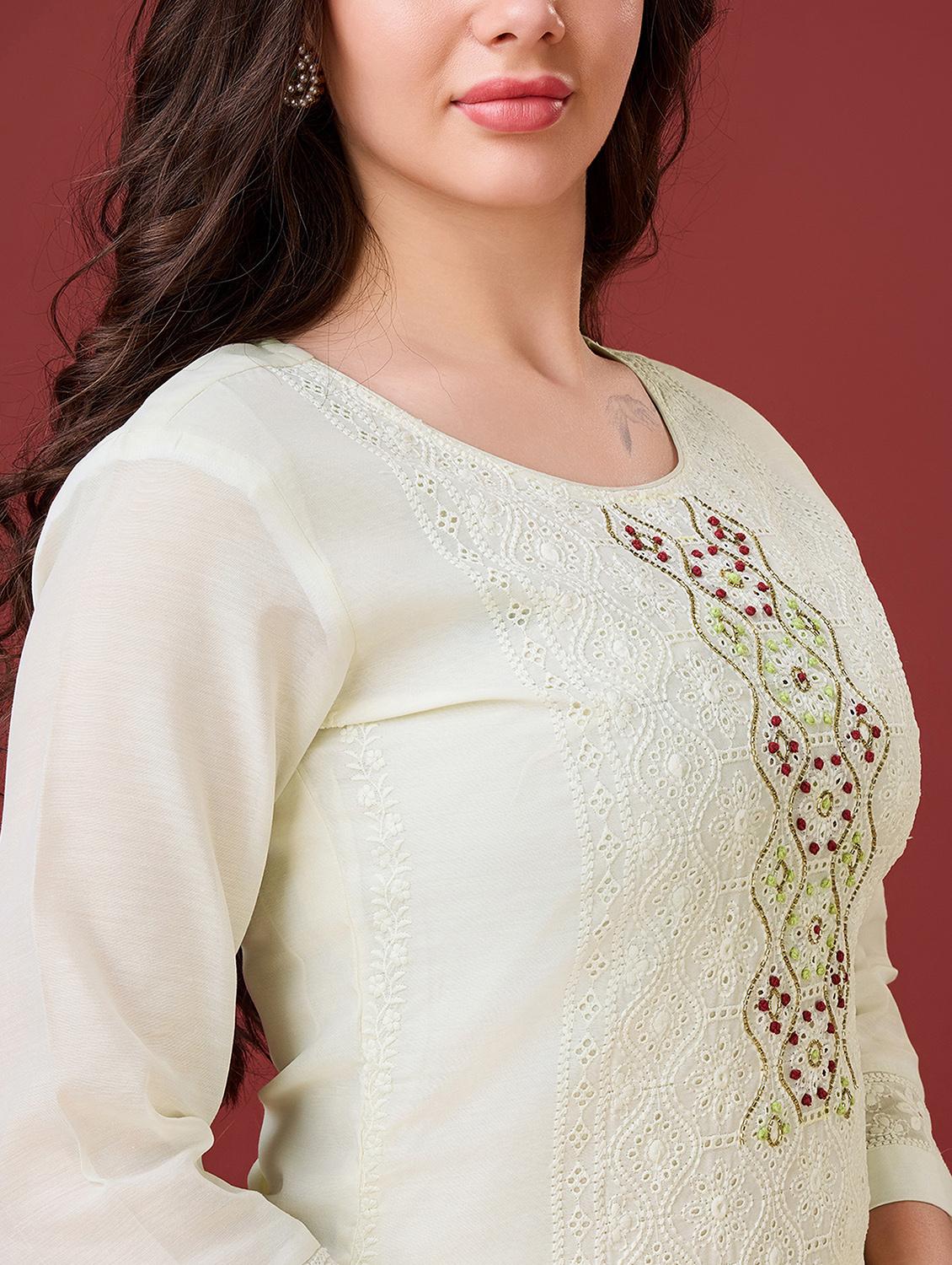 women three quarter sleeve kurta pant with dupatta set - 20864359 - Standard Image - 5